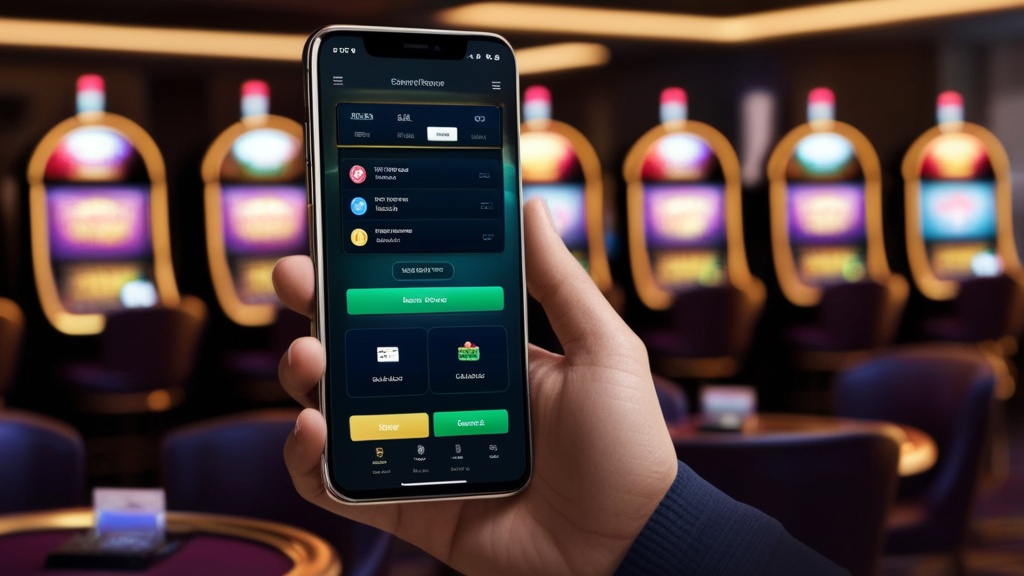Mobiele app met duidelijke functies zoals favorieten en saldo in een casino-omgeving